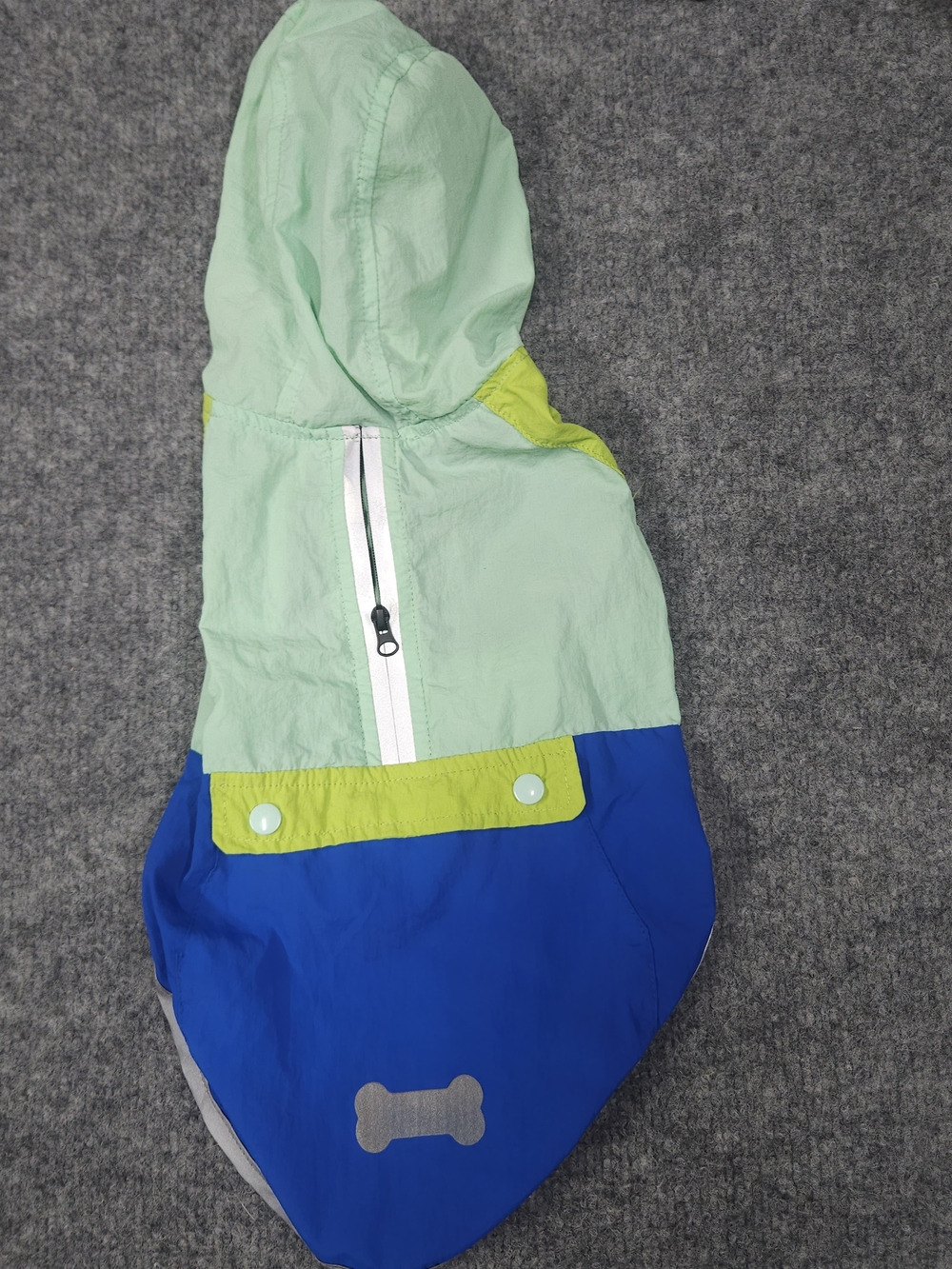 Vibrant Life Colorblock Dog Raincoat Anorak Green & Blue Small